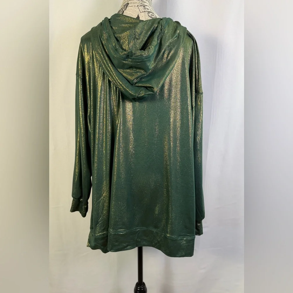 Livi by Lane Bryant Shimmering Green Gold Hoodie ECO Friendly- Plus Size 22/24 - Picture 6 of 15